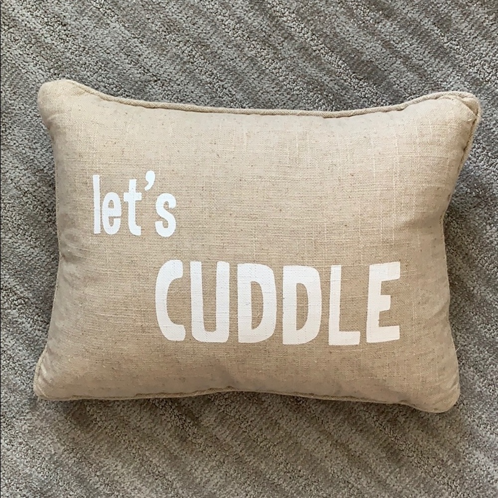 Let’s Cuddle / Wanna Cuddle? Reversible Tan Pillow